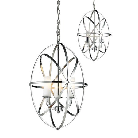 Z-Lite Aranya 3 Light Pendant, Chrome & Matte Opal 6027-3S-CH
